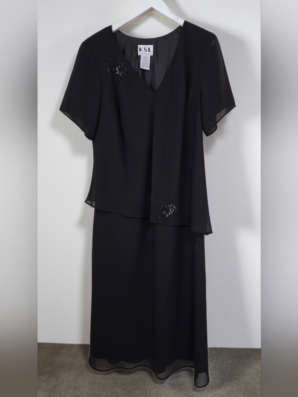 KSL by Karin Stevens Black Chiffon Cocktail Dress Size 20W